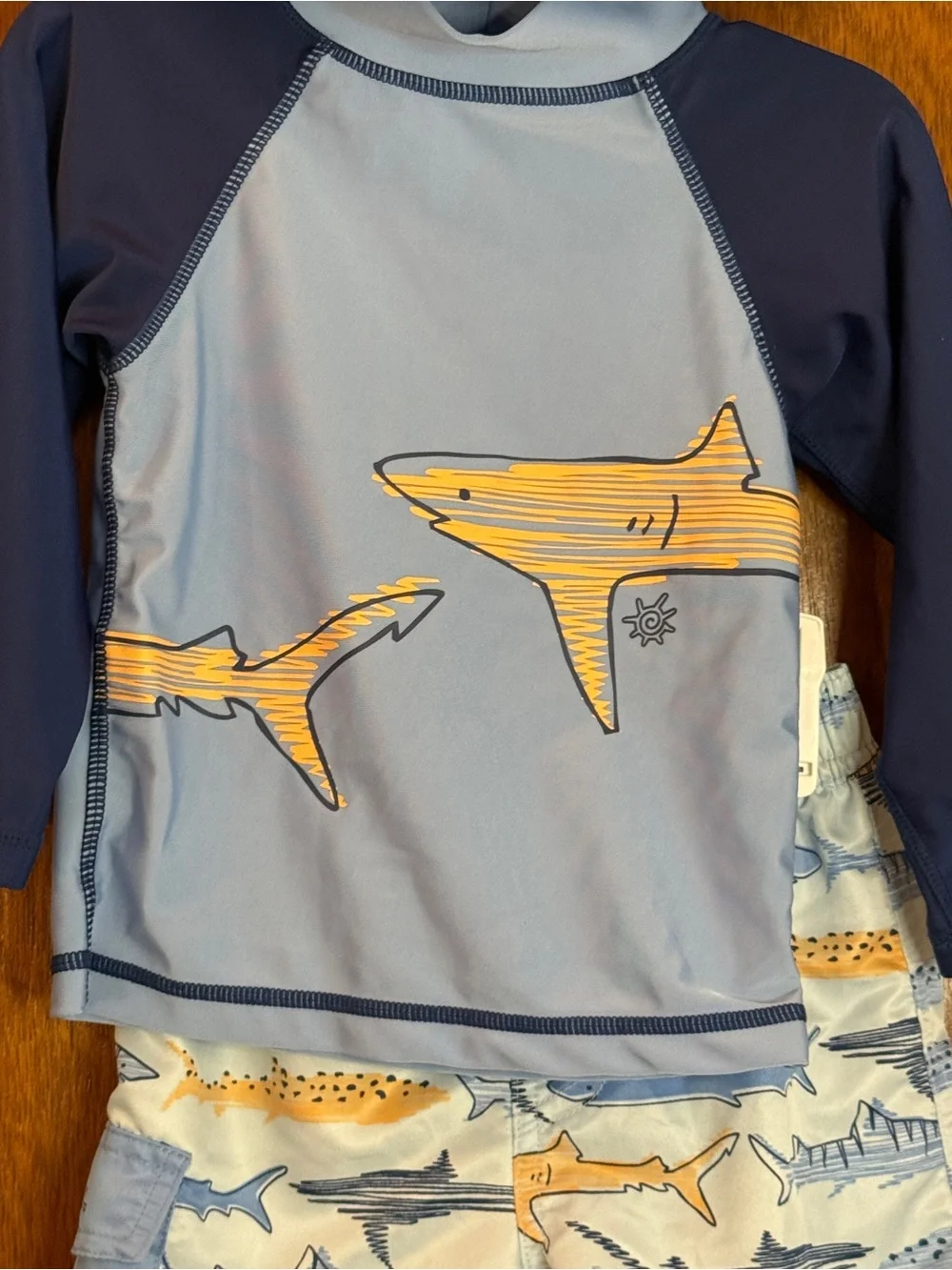 UV Skinz Kids 3-Piece Swim Suit Set Shark Blue UPF 50+ size 3T